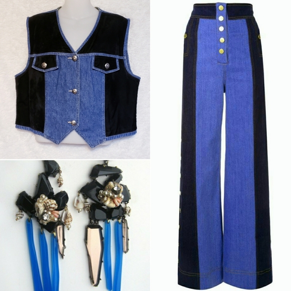 Vintage Stonebridge Black Velvet Denim Vest a Levi's Brand - Picture 14 of 15